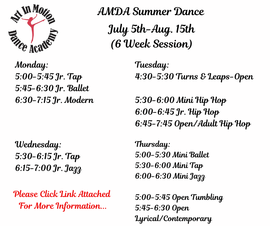 Summer Dance Schedule